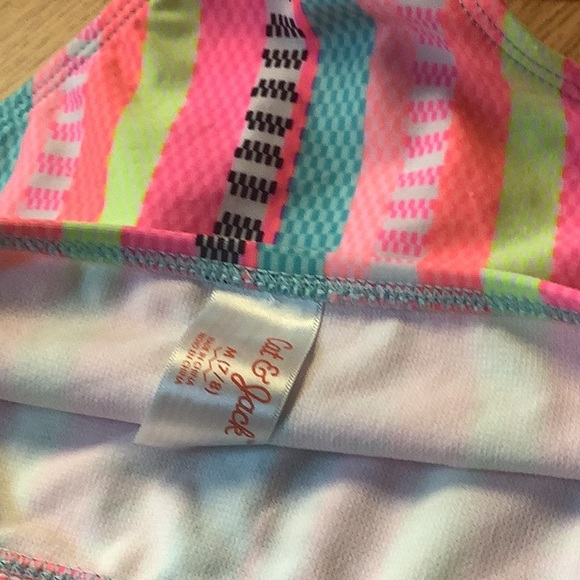CAT & JACK bikini pink blue vibrant colors polkadots size M 7/8 girls - Picture 5 of 6